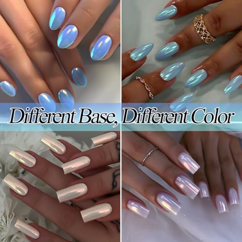 10 Colors Mermaid Pearl Chrome Nail Powder, Iridescent Aurora - color: 10 Colors Aurora