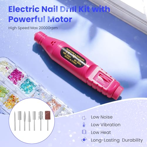Nail Kit for Beginners, Acrylic Powder Liquid Set with Drill UV Lamp, Blue - color: Bling Blue