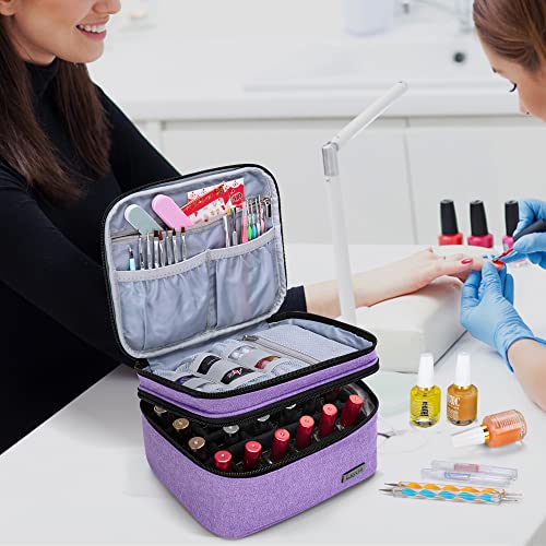 LUXJA Nail Polish Storage Case Holds 20 Bottles, Lavender - color: Lavender