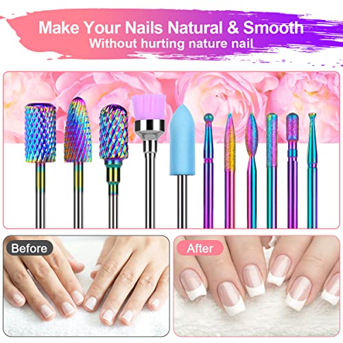 URAQT Nail Drill Bits Set, 11pcs Electric Nail Drill Bits Kit 3/32" Tungsten Carbide Less Dust Nail Bits, Cuticle Polishing Bits for Acrylic Gel Nails, Electric Nail Files Manicure Pedicure Drill Tool - color: A-11pcs