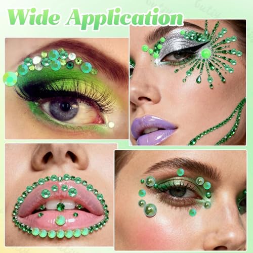 14000Pcs Mixed Green Flatback Rhinestones and Pearls for Bedazzling Kit - color: S7