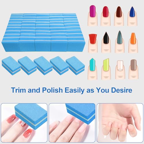 Nail Buffers (50 Pack), mini Buffer Block Nail File for Acrylic Nails and Natural Nails, 100/180 Grit Nail Buffer Block Bulk Buffing Blocks for Nail Buff Professional Manicure File Blocks Set Blue - size: 50 Pcs Mini 100/180 Grit Blue