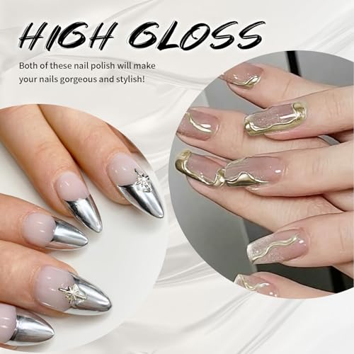 Metallic Mirror Painted Drawing Gel,Silver&Bronze Gold Metal - color: Mirror Silver+Bronze Glod