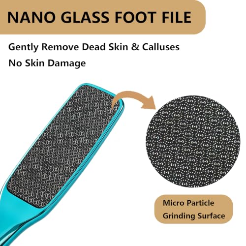 Glass Foot File,Nano Glass Foot Scraper with Ergonomic Handle,Blue - color: Blue