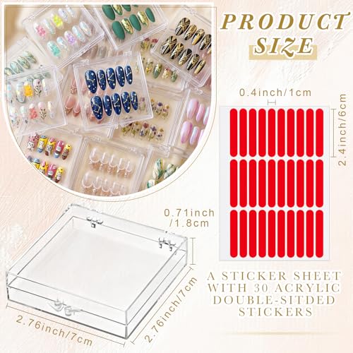 Landhoow 15 Pcs Press on Nail Box, Acrylic Display Case,Clear - color: Clear