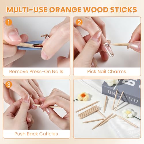 20Pcs Wudu Nail Rings with 120Pcs Adhesive Nail Tabs-Gold - color: Gold