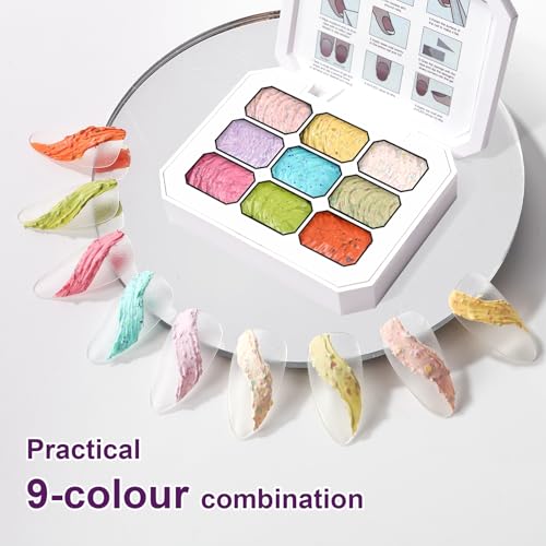 Gradient Painting Gel, 9 Colors Ombre Gel Nail Polish for 3D Sculpture Gel - color: Candy Cane Cream