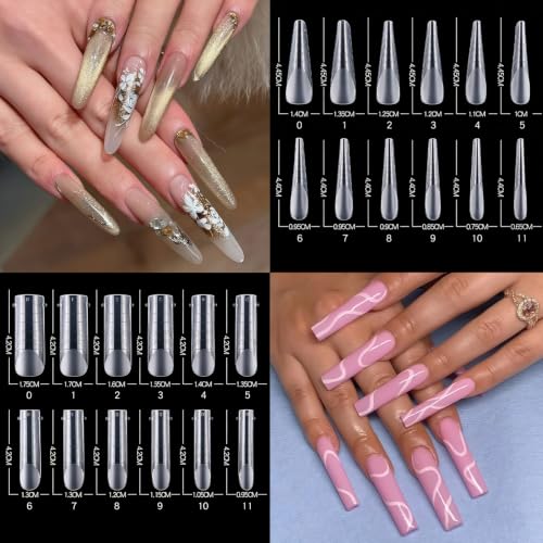 NICENEEDED 144 PCS Dual Nail Forms Set, 4 Style 12 Size, Clear