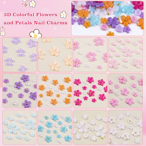 3D Flower Nail Art Charms Resin Flower Petals Charms for Acrylic Nails - color: 20-K1-Colorful