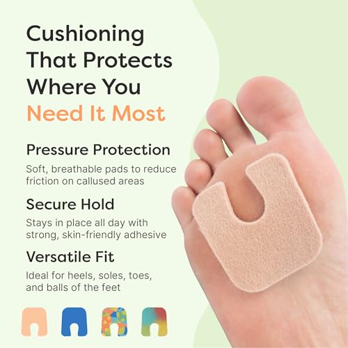 ZenToes U-Shaped Felt Callus Pads | Protect Calluses from Rubbing on Shoes | Reduce Foot and Heel Pain | Pack of 48 | 1/8” Self-Stick Pedi Cushions - color: Beige, size: 24 Count (Pack of 2)