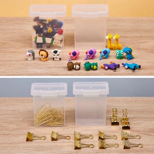 Bostitch Konnect Storage Containers with Lids, Office Organizer, Clear Plastic Box, Stackable for Crayons, Q-tips, Office Supplies, Labels, 0.5 Qt, 2 Pack - size: 0.5 Qt 2 Pack