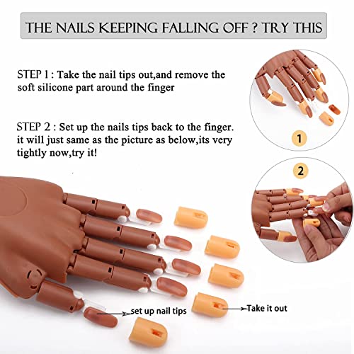 Practice Hand for Acrylic Nails, Left Nail Hand with 100 Tips for Beginners