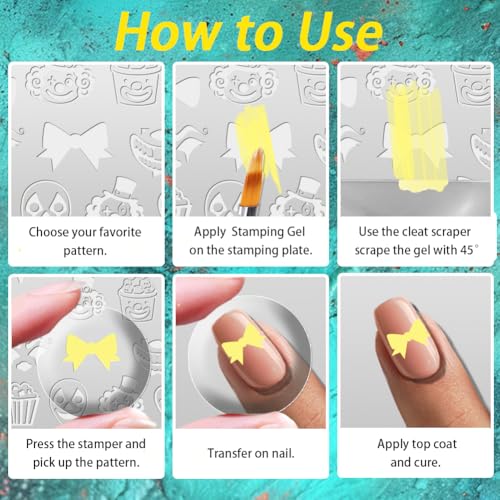 benikmake 3pcs Clown Nail Stamping Plate Nail Printing Stainless Stencil for Manicure Salon Poker Element 6x12cm 2.36x4.7inch - color: Clown