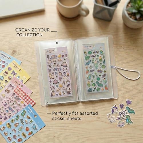 Sticker Organizer Album With 100 Clear Pockets For Sticker Sheets - size: Large(4.8" x 9.6")
