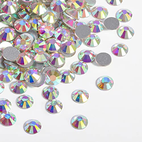 beadsland 288pcs Flat Back Crystal Rhinestones Round Gems for Nail Art and Craft Glue Fix, CrystalAB (SS34(7.1-7.3mm)) - color: Crystal AB, size: SS34/288pcs