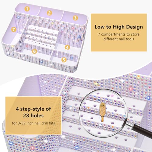 CGBE Nail Drill Holder, 28 Holes Nail Drill Bit Holder - Bling dz-White - color: Bling dz-White