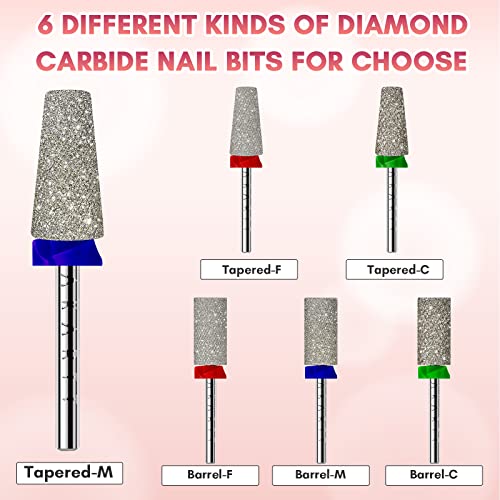 Makartt Electric Nail Drill Bits: Tapered Barrel Carbide Diamond Bit M #150 - size: Diamond Tapered Bit-M