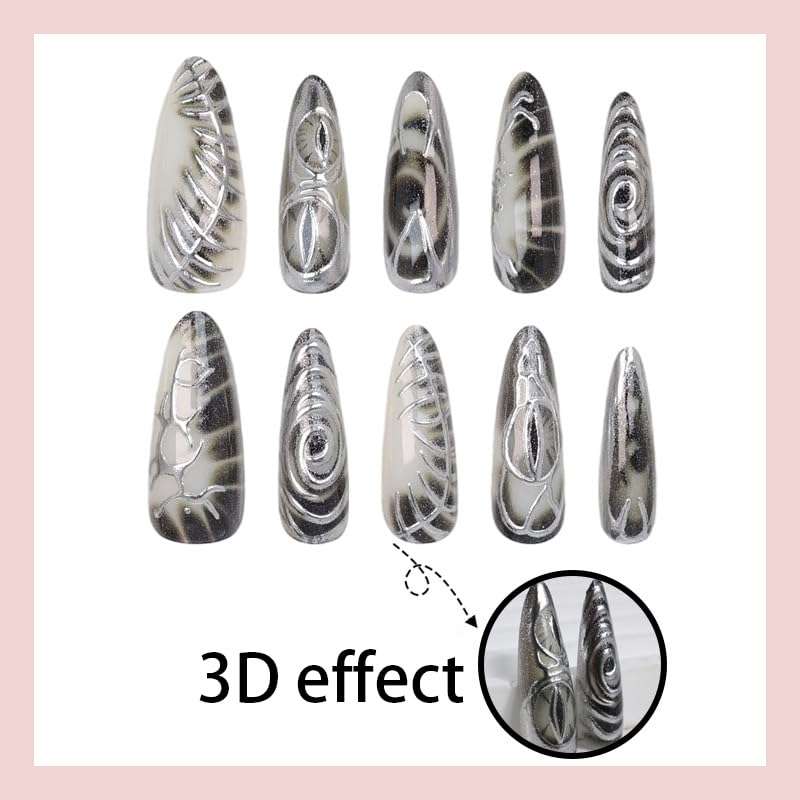 30pcs Gothic Press On Nails Halloween Eye Design Acrylic Fake Nails - color: Halloween Press on Nails 16