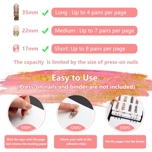 KEIFIN 6 Pcs Press On Nail Book Display Organizer Binder A5 Inserts, White - color: WHITE