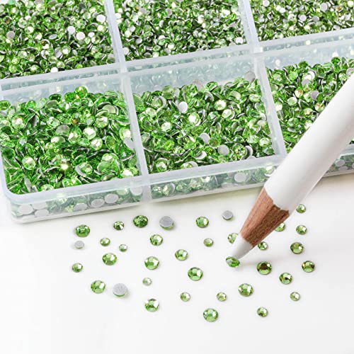 Beadsland Flatback Rhinestones, Light Green, 7200pcs Mixed 6 Sizes - color: Light Green