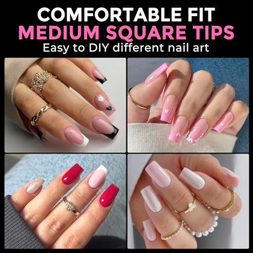 UNA GELLA Medium Square Soft Gel Nail Tips 216pcs