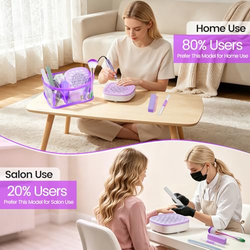 Nail Drill Kit with Mini Dust Collector & Purple Storage Bag for Beginners - color: Purple