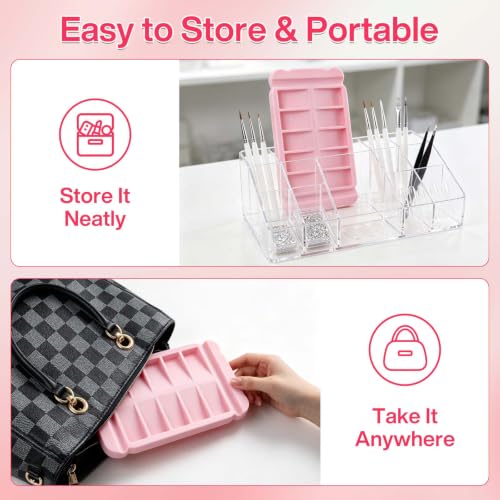 Nail Tip Tray, 10 Slot Press On Nail Tip Holder & Organizer - color: Foggy Pink
