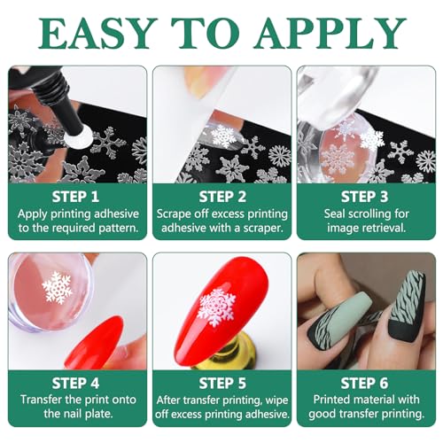 AddFavor Nail Stamping Plate Kit with Nail Stamp and Scraper, 6pcs Leaf Fruit Geometric Nail Stamper Kit for Home Salon Manicure Polish Print Stencils Design Tools - color: Color B
