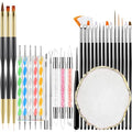 KINGMAS 29PCS Nail Art Brushes Nail Dotting Tools Resin Palette Kit
