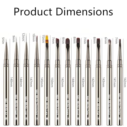 12Pcs Nail Art Brush Set, Professional Gel Nail Brush Kit