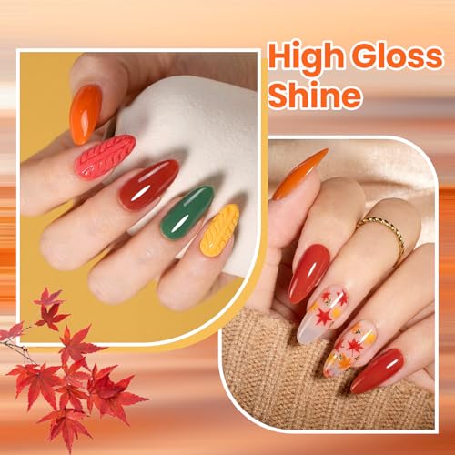 Beetles Fall Dip Powder Nail Kit, 6 Colors Burgundy Orang Red Green Yellow - color: 6 Colors x 10g Kit | Autumn Depth Palette