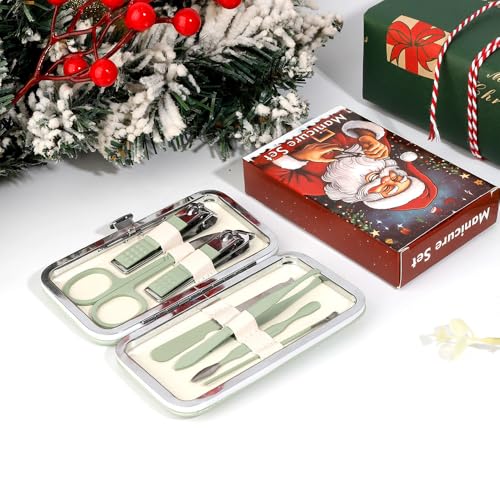 Nail Care Kit Gifts for Teens Nail Clippers Travel Kit Christmas Birthday Gifts for Sister Daughter Nails Clipper Set 7 in 1 Manicure Set Toenail Clippers Pedicure Grooming Kit Graduation Jade Green - color: Green