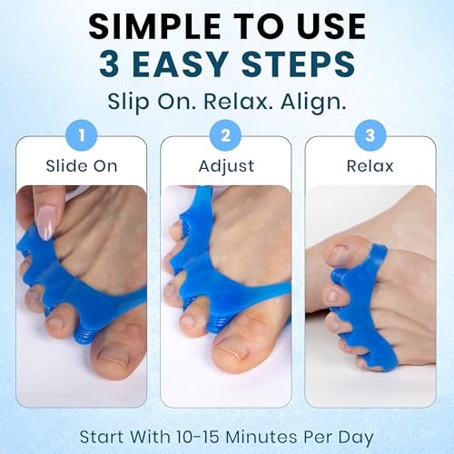 Toe Separators – Soft Gel Toe Spacers for Alignment, Stretching, Yoga and Everyday Foot Comfort (Large) - size: Large