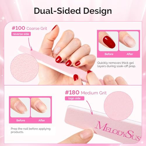 MelodySusie 4Pcs 100/180 Grit Nail Files Emery Boards Pink & Purple - size: 4Pcs Mix Shape