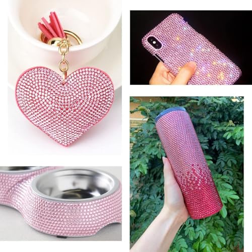 qiipii 28 Grids 2mm-6mm Hot Pink Resin Rhinestones with Glue for Bedazzling - color: Hot Pink, size: Crystal