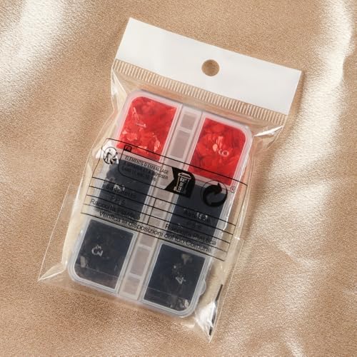 1 Box 2 Color Holographic Poker Nail Glitter Red Black Peach Hearts Nail Sequins 3D Letter Nail Flakes Sparkly Powder Flakes Shiny Nail Glitter Alphabet Nail Sequins Glitter for Nails Art 6 Grids - color: Color 16