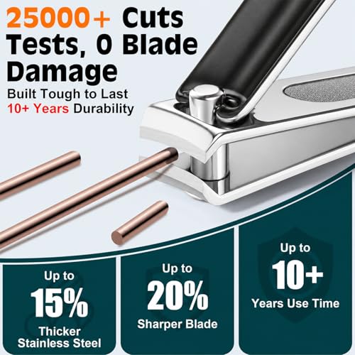 Nail Clippers Set, Fingernail and Toenail Clipper Cutters Kit - color: 3Pack - Jet Black