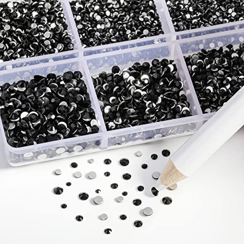 Beadsland Flatback Rhinestones, Black, 7200pcs Mixed 6 Sizes - color: Black