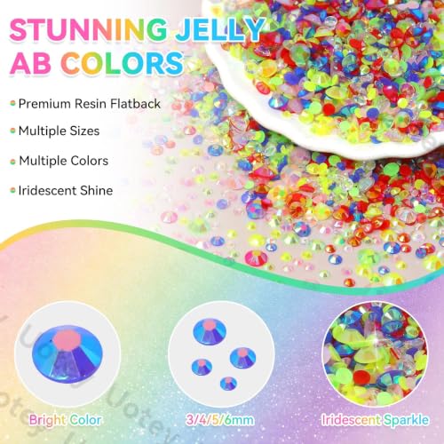 24Grid Multicolor Rhinestones Kit 3-6mm, Flatback Gems for Bedazzling - color: S6