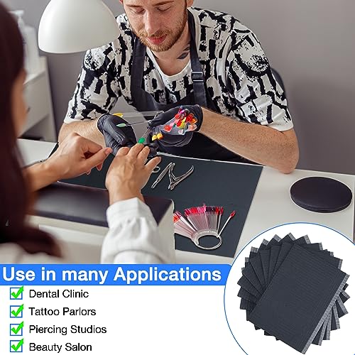 Newwiee 250 Pcs Disposable Nail Table Towels Mat, 13'' x 18'' Patient Bibs 3 Ply Waterproof Tattoo Bibs Nail Towels Paper Tray Covers Clean Pads Tattoo Supplies (Black) - color: Black