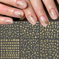 12 Sheets Gold & Silver Nail Stickers, Flower & Leaves 3D Nail Decals - color: Style-28