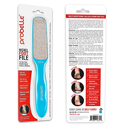Probelle Double Sided Nickel Foot File Callus Remover, Blue - color: Blue
