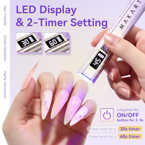 Makartt Handheld Mini UV Nail Lamp Flash Cure for Gel-X Tips & Nail Glue - color: Gradient Purple