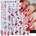 4 Sheets Valentines Nail Stickers 3D Self-Adhesive Red Hearts Nail Art Stickers with Colorful Love Hearts Bow Designs Retro Graffiti Double Heart Nail Decals Holiday Nail Art Supplies for Women DIY - style: Bow Nail Stickers-12