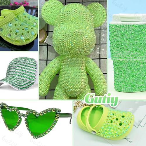 14000Pcs Mixed Green Flatback Rhinestones and Pearls for Bedazzling Kit - color: S7