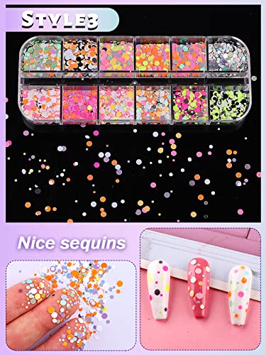 36 Color Nail Sequins Kalolary Nail Art Flake Nail Glitter - color: Round