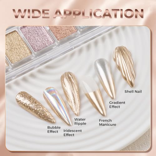 AILLSA Solid Chrome Nail Powder Kit, Metallic Mirror Effect Pigment