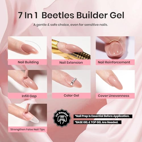 Beetles Builder Gel for Nails, Nude Brown Builder Nails Gel - color: B - Nude Brown