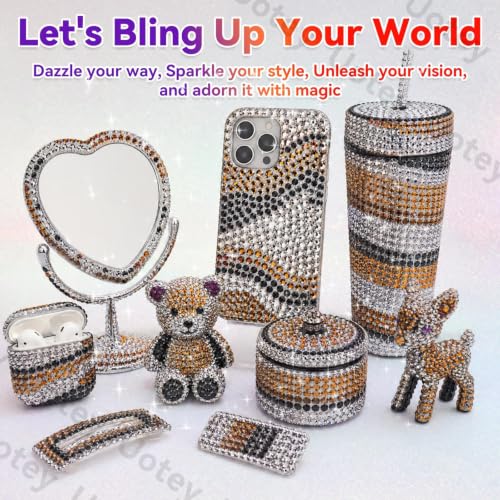 24 Grids Rhinestones Bedazzling Kit, Black Gold Silver Gems for Crafts DIY - color: S10