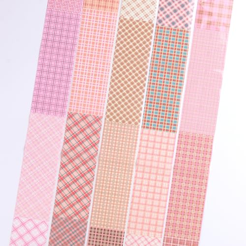 10 Rolls Plaid Nail Art Transfer Foil Pink Plaid Checkered Designs - color: Pink Plaid